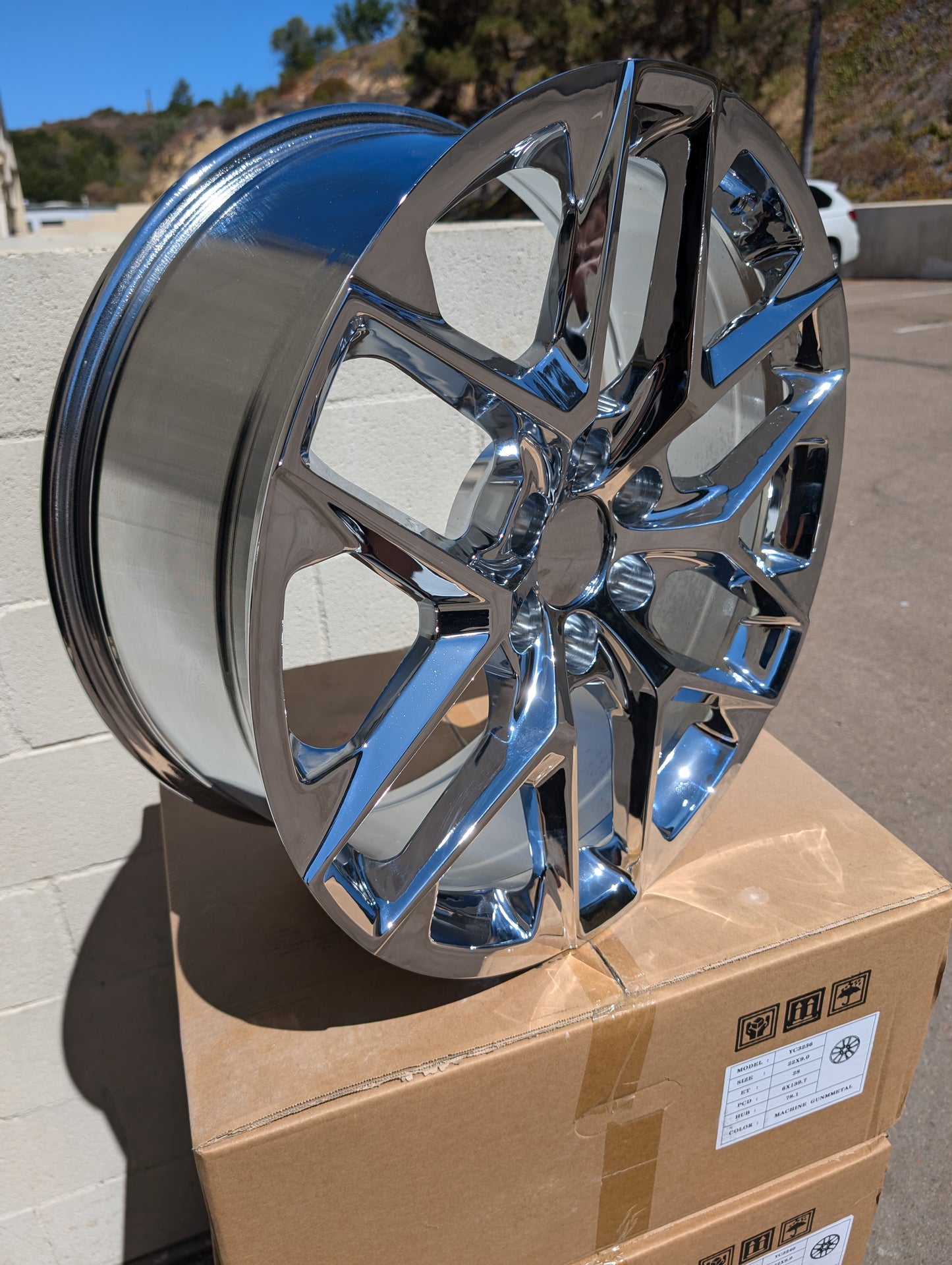 Set 4 - 22" x 9" Chrome Rims Fits Escalades 1999-2024 EXT ESV Platinum Sport Luxury V Premium Hybrid